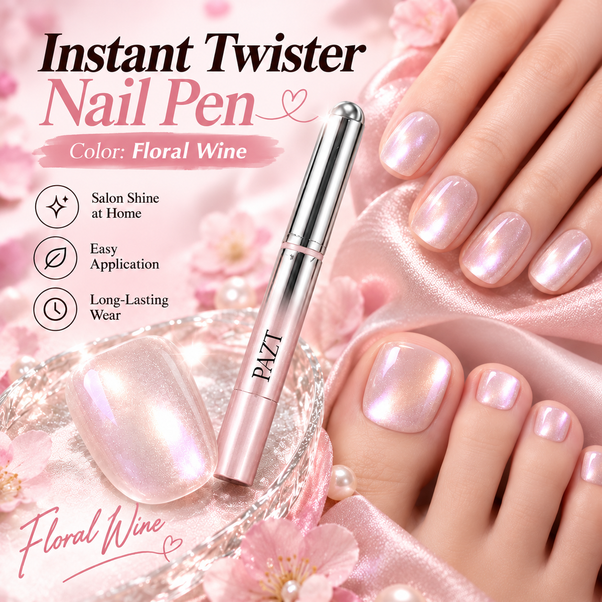 Cat-eye Nail Polish Pen With Small Magnetic Beads Nude Color Available In 5 Shades