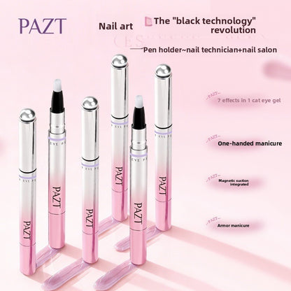 6-in-1 Cat Eye Gel Nail Polish Pen Set, Non-Damaging Base and Top Coat for Nail Art