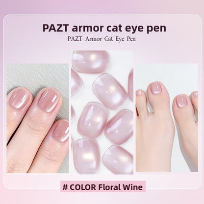 6-in-1 Cat Eye Gel Nail Polish Pen Set, Non-Damaging Base and Top Coat for Nail Art