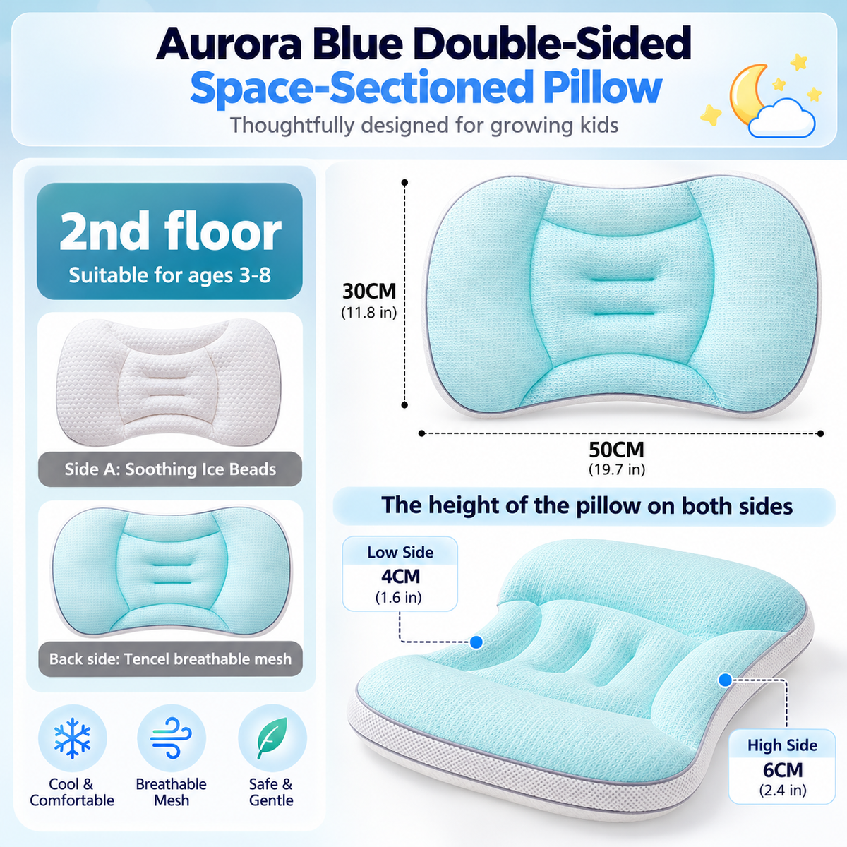 Children Cervical Support Pillow with Dual-sided Comfort